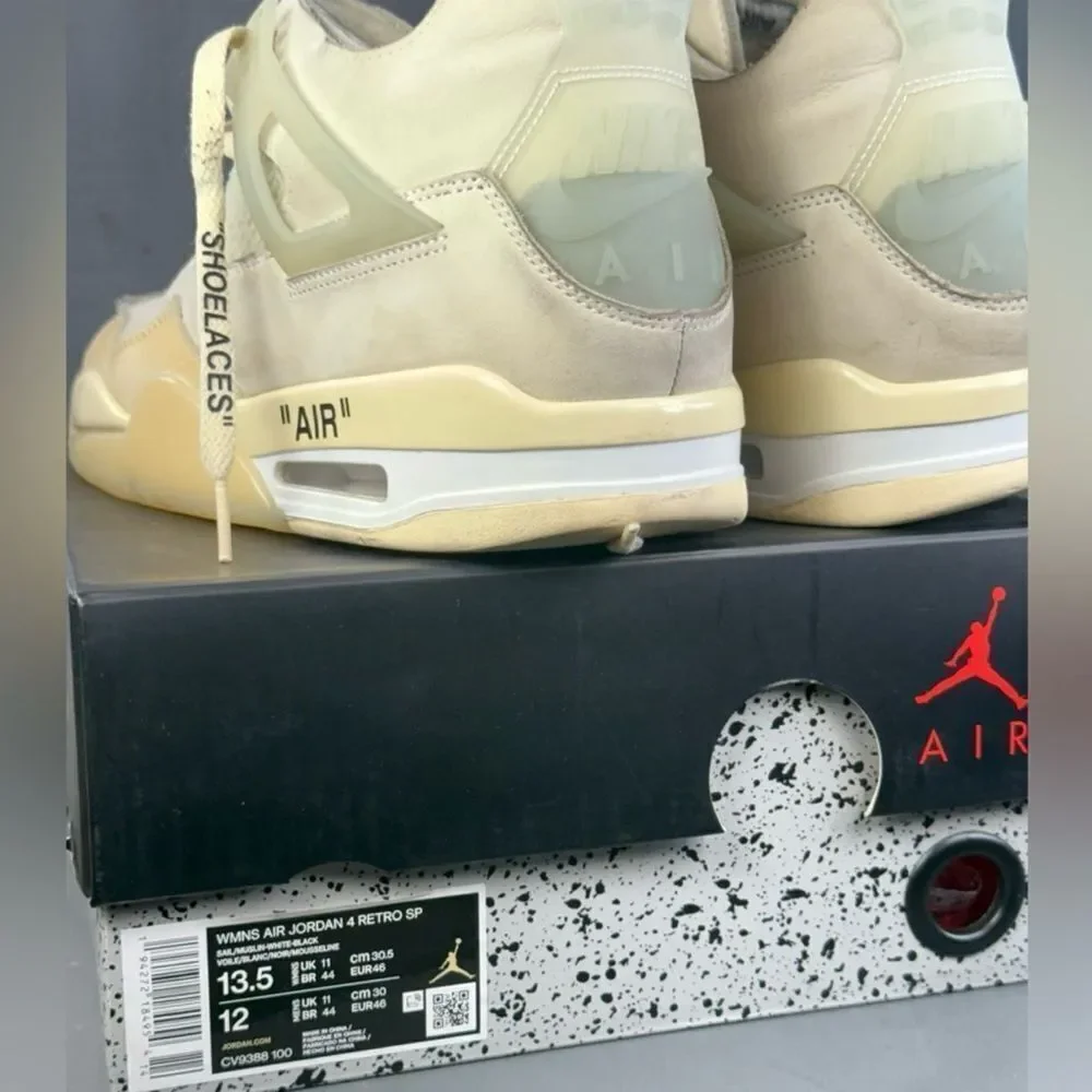 Jordan 4 Retro Off-White Sail athletic sneaker shoes men’s 11 (Women's 13.5)